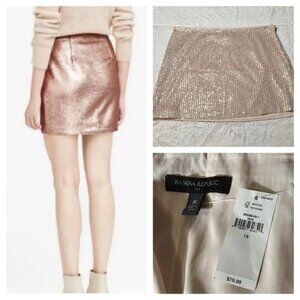 Banana Republic Pink Rose Gold Sequin Skirt NEW NWT size 18